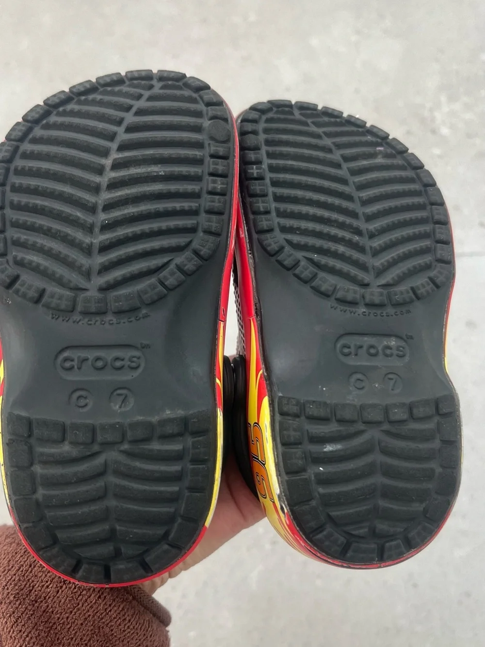 CROCS Red Kids Clogs with Lightning Car Character
